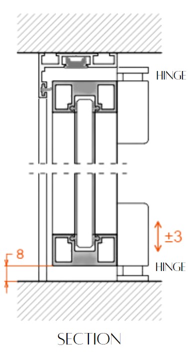 Frame UG-HD Aluminium Internal Glazed Door – Section